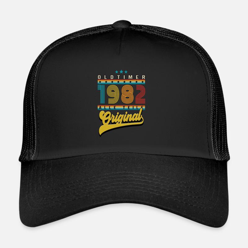 Oldtimer 1982 Geburtstag - Trucker Cap - Schwarz/Schwarz