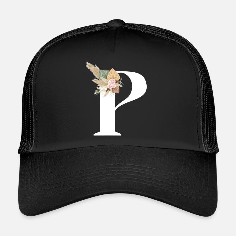 lettre P fleuris Casquette trucker 