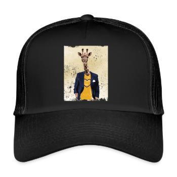Giraffen gfk gewaltfreie Kommunikation retro - Trucker Cap - Schwarz/Schwarz - Vorne