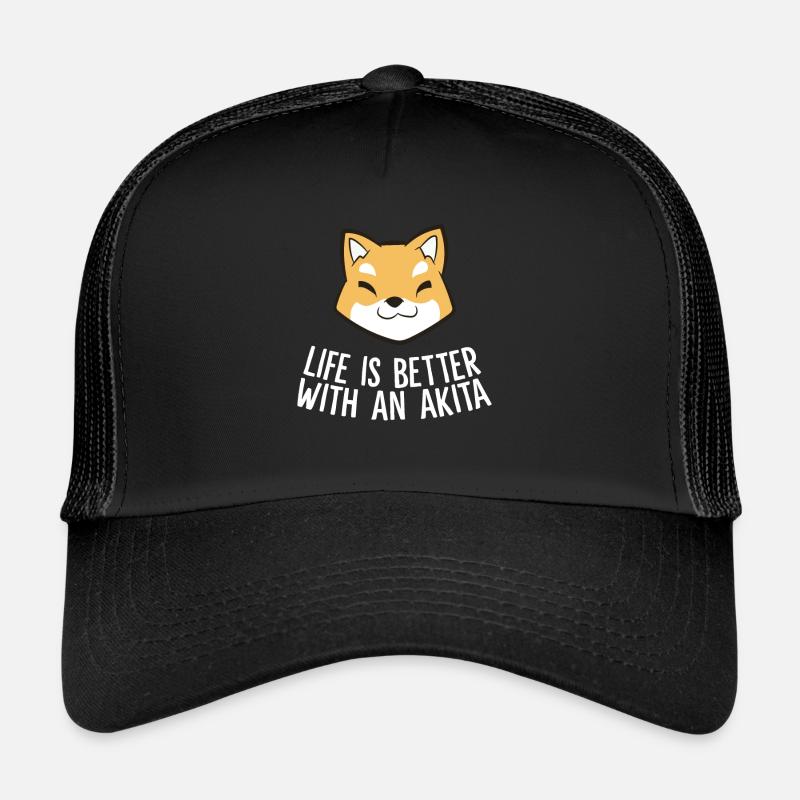 Das Leben ist besser mit einem Akita - Trucker Cap - Schwarz/Schwarz