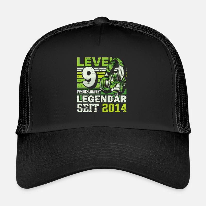 Level 9 freigeschaltet legendär seit 2014 - Trucker Cap - Schwarz/Schwarz