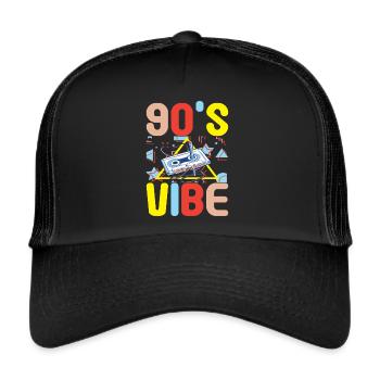 Fête des années 90, 90 années 90 - Casquette trucker  - noir/noir - Devant