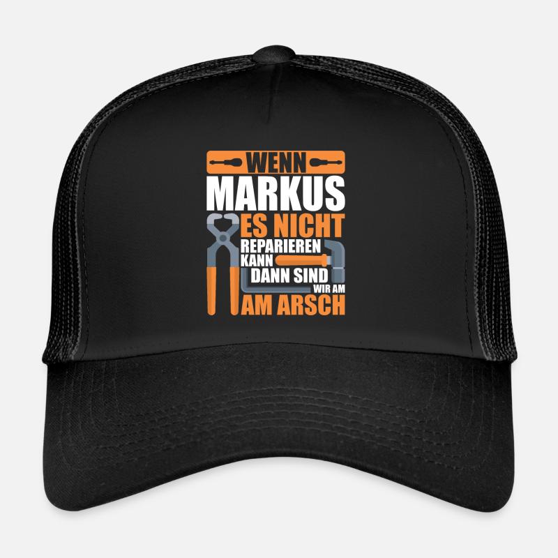 Vorname Markus Name Geburtstag Geschenk - Trucker Cap - Schwarz/Schwarz