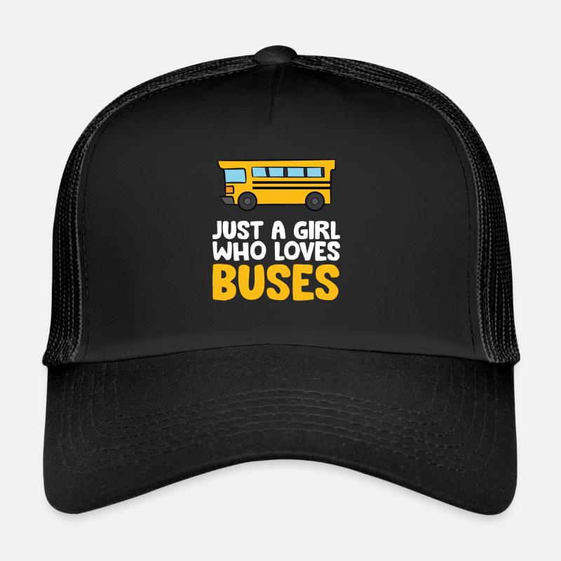 Nur ein Mädchen, das Busse liebt - Trucker Cap - Schwarz/Schwarz