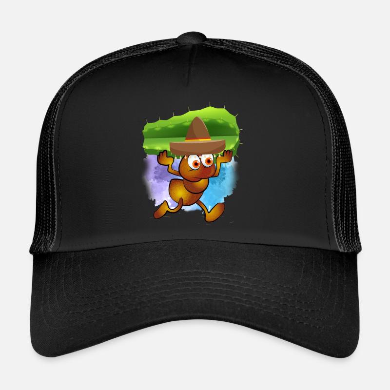 Fourmi brune avec charro et captus - Casquette trucker  - noir/noir