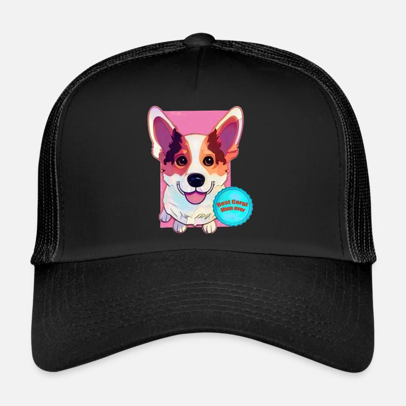 best corgi mum - Trucker Cap - Schwarz/Schwarz