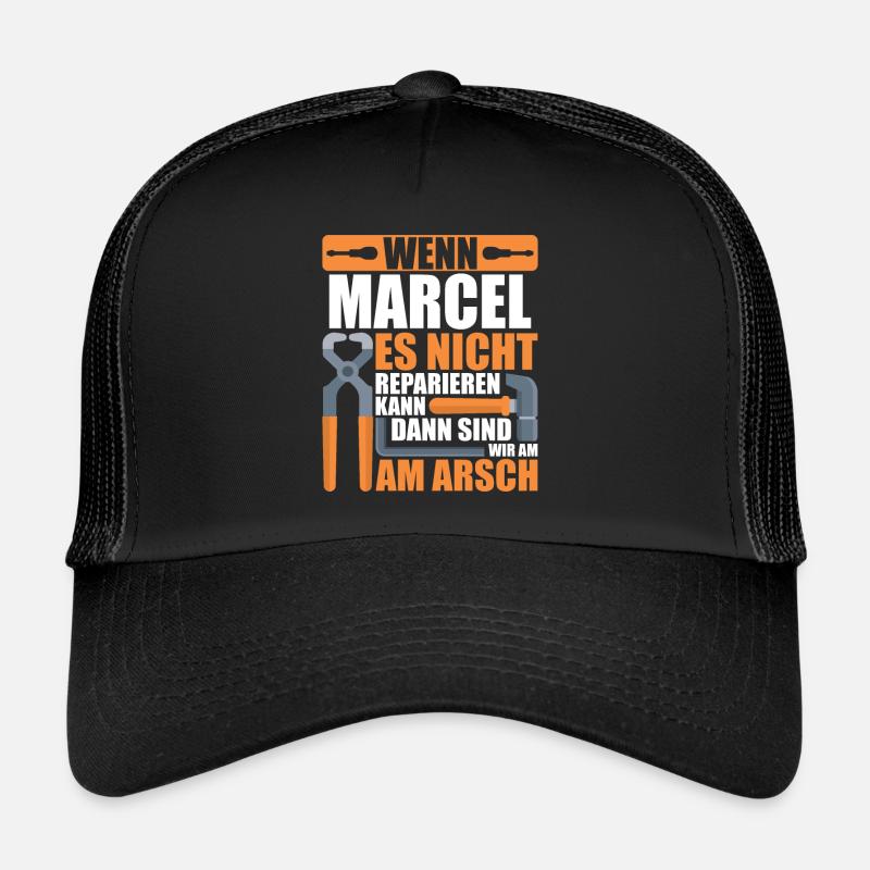 Vorname Marcel Name Geburtstag Geschenk - Trucker Cap - Schwarz/Schwarz