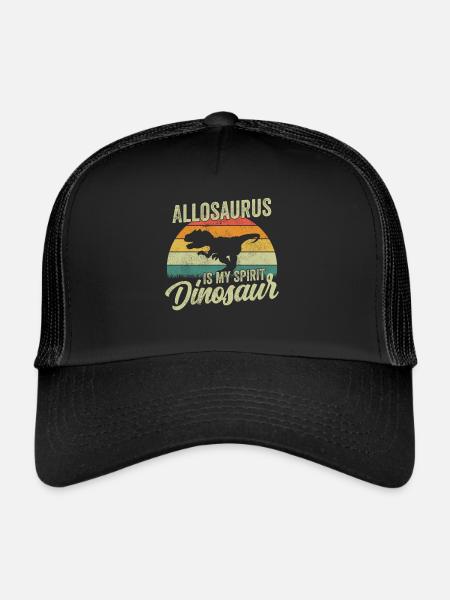 Allosaurus Dinosaure Enfants Dino Cadeau - Casquette trucker  - noir/noir - Devant
