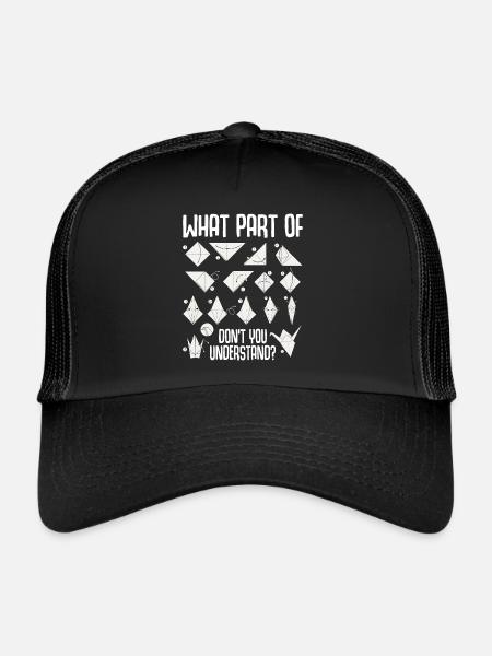 Origami Japanese Art Folding Crane Paper - Trucker Cap - black/black - Front