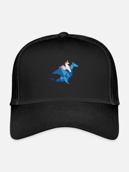 Origami Japanese Art Folding Crane Paper - Trucker Cap - black/black - Front