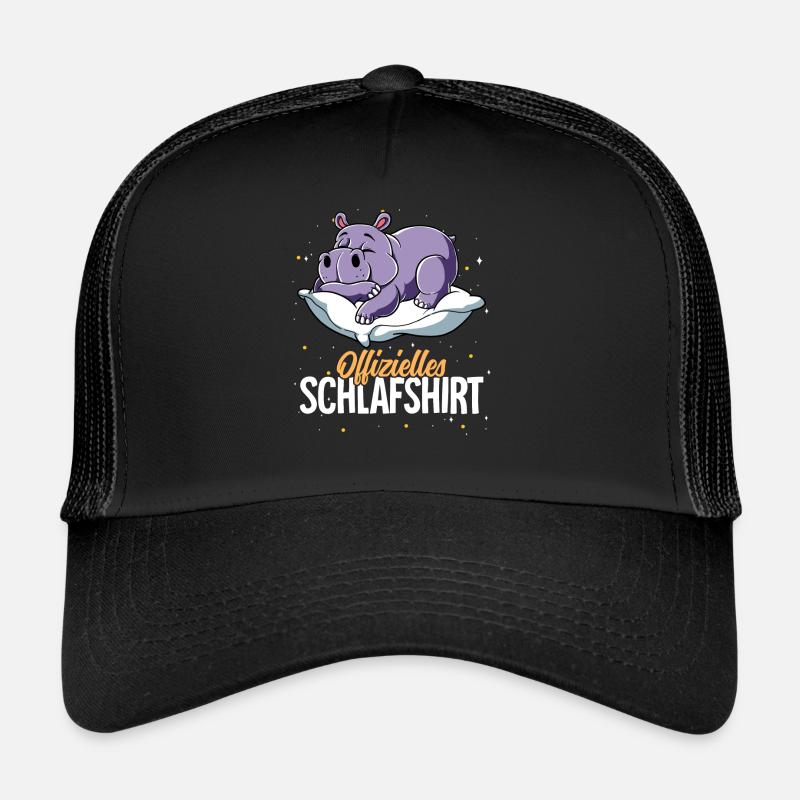 Offizielles Schlafshirt Nilpferd - Trucker Cap - Schwarz/Schwarz