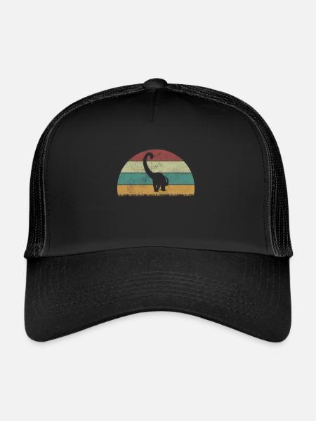 Diplodocus Dinosaurier Kinder Dino Geschenk - Trucker Cap - Schwarz/Schwarz - Vorne