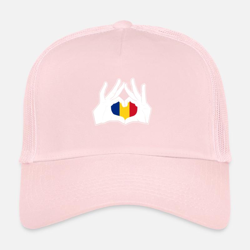 Romania Hand Heart Flag Trucker Cap