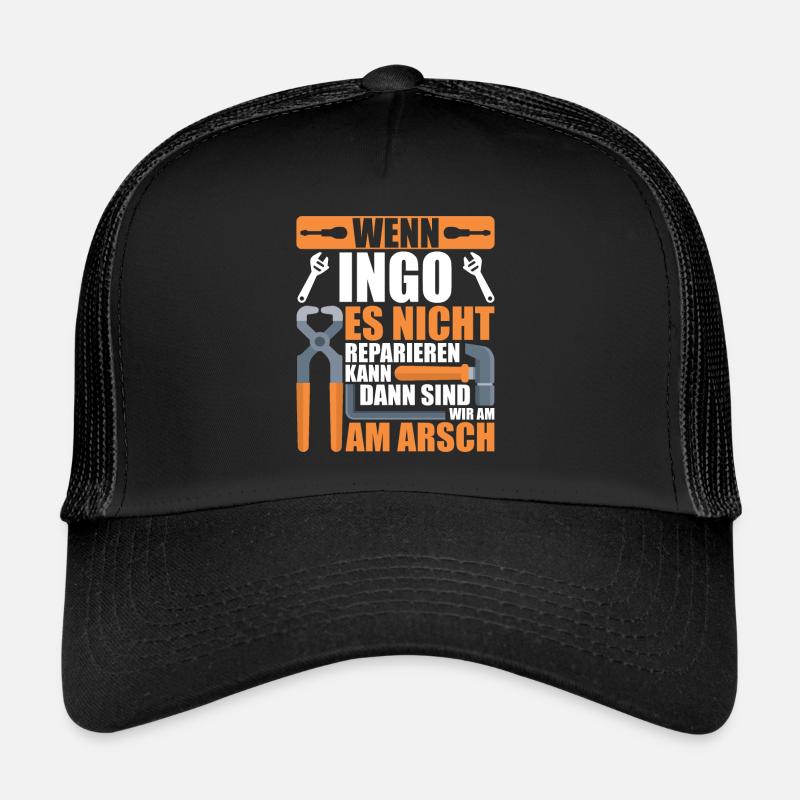 Vorname Ingo Name Geburtstag Geschenk - Trucker Cap - Schwarz/Schwarz