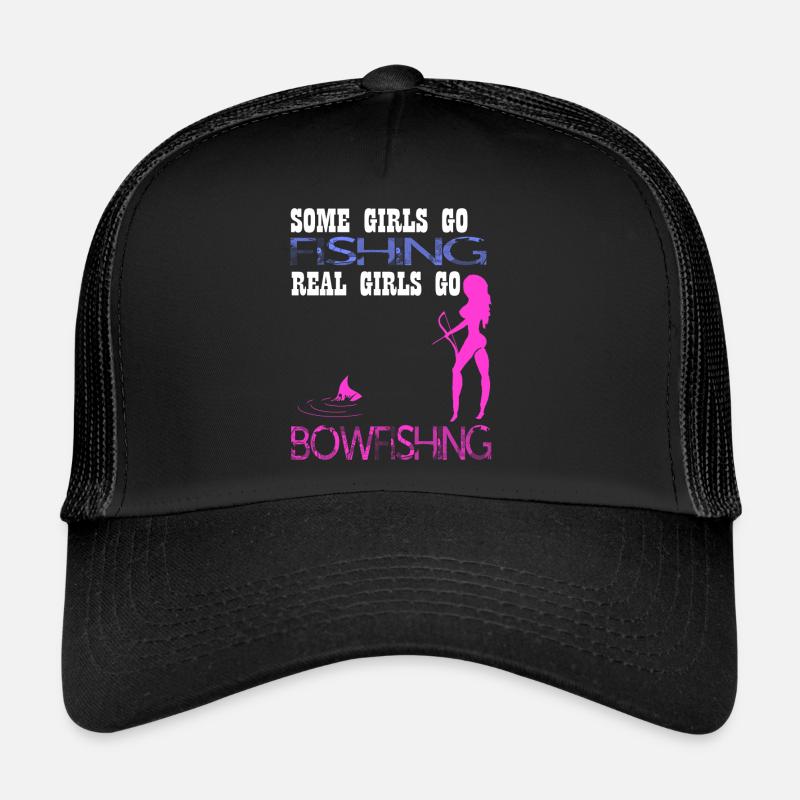 Manche Mädchen gehen fischn, echte Mädchen gehen - Trucker Cap - Schwarz/Schwarz