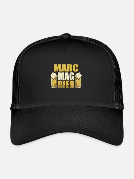 Marc mag Bier Name Geburtstag - Trucker Cap - Schwarz/Schwarz - Vorne