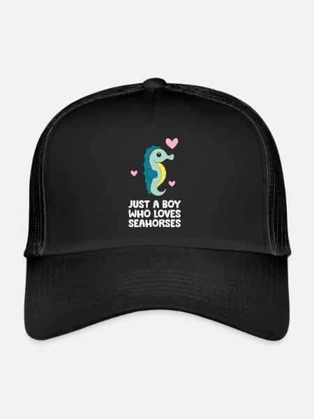 Juste un garçon qui aime les hippocampes - Casquette trucker  - noir/noir - Devant