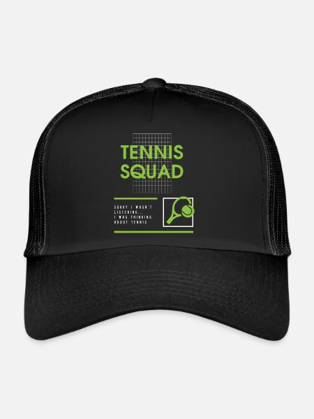 Tennis Squad Ball Sports Ironic Saying Cardio - Trucker Cap - black/black - Front