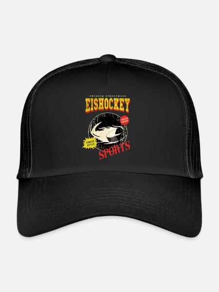 Rondelle de hockey sur glace Puck de hockey sur glace Vintage Rétro - Casquette trucker  - noir/noir - Devant
