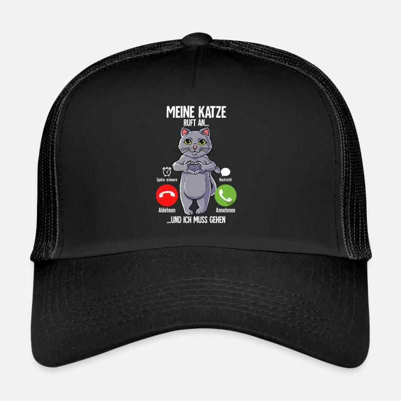 Meine Katze Ruft An - Trucker Cap - Schwarz/Schwarz