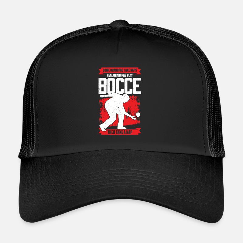 Pétanque Boule Pétanquespieler Opa Geschenk - Trucker Cap - Schwarz/Schwarz