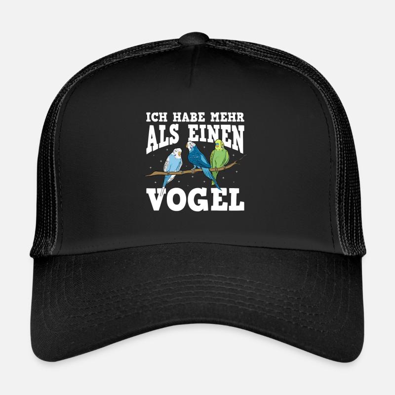 Wellensittich Vogel - Trucker Cap - Schwarz/Schwarz