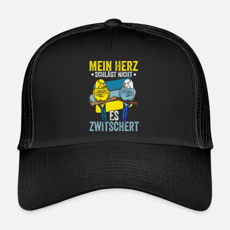 Wellensittich Vogel - Trucker Cap - Schwarz/Schwarz