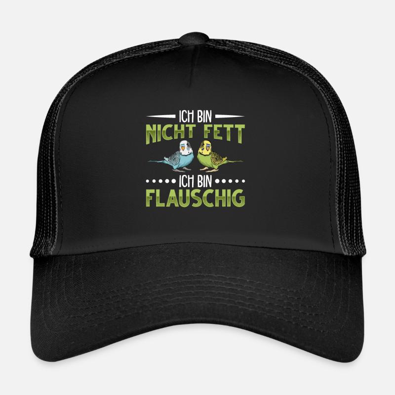 Wellensittich Vogel - Trucker Cap - Schwarz/Schwarz