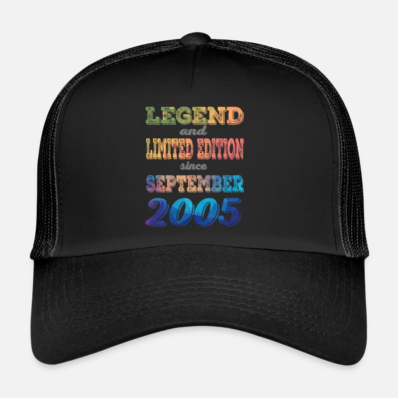 18.Geburtstag Junge Mädchen 18 Jahre 2005 Geschenk - Trucker Cap - Schwarz/Schwarz