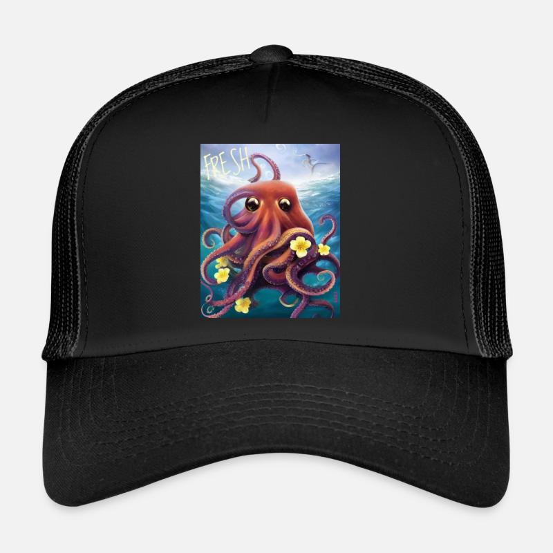 Octopus - Trucker Cap - Schwarz/Schwarz