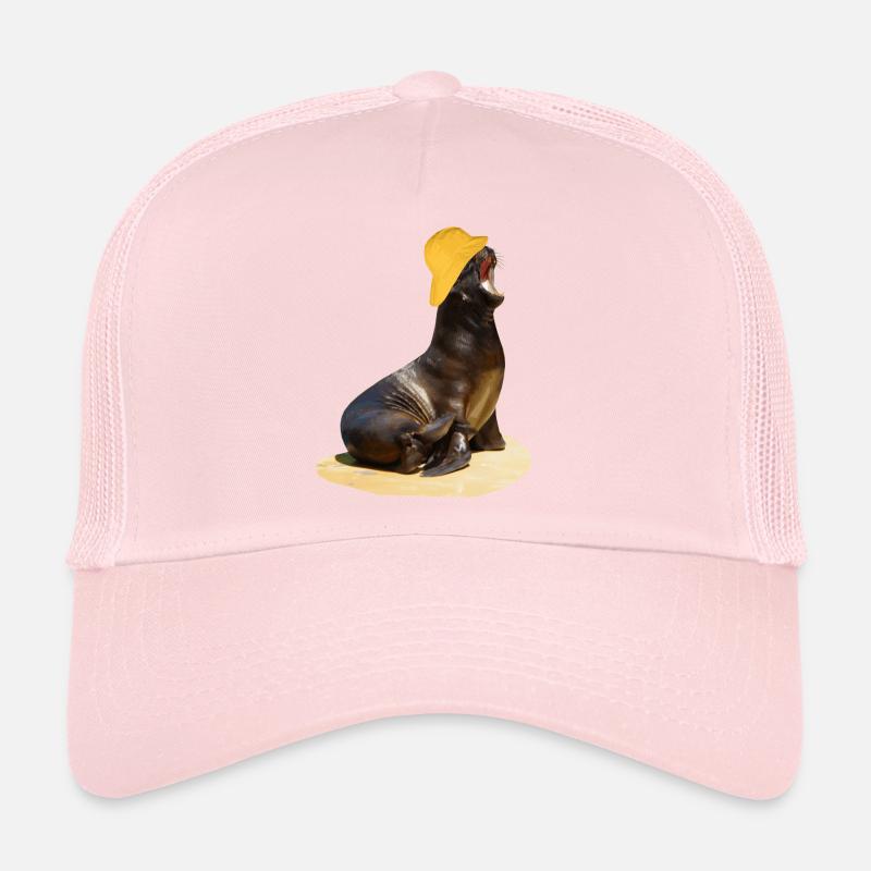 Seelöwe mit Südwester Kopfbedeckung Trucker Cap