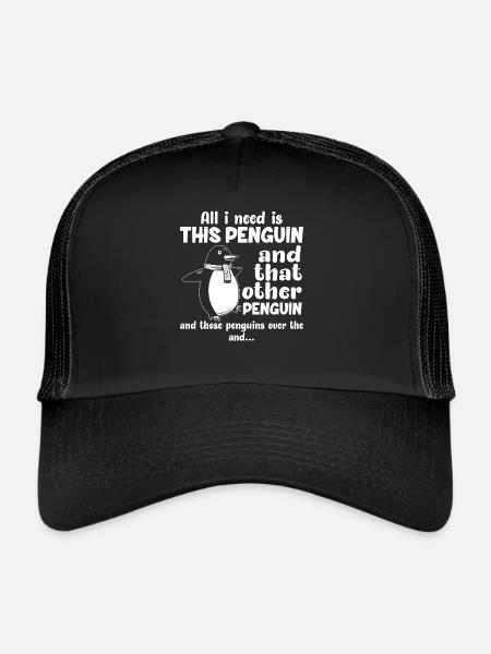 pingouins tout ce dont j’ai besoin est le pingouin - pingouin tshirt - Casquette trucker  - noir/noir - Devant
