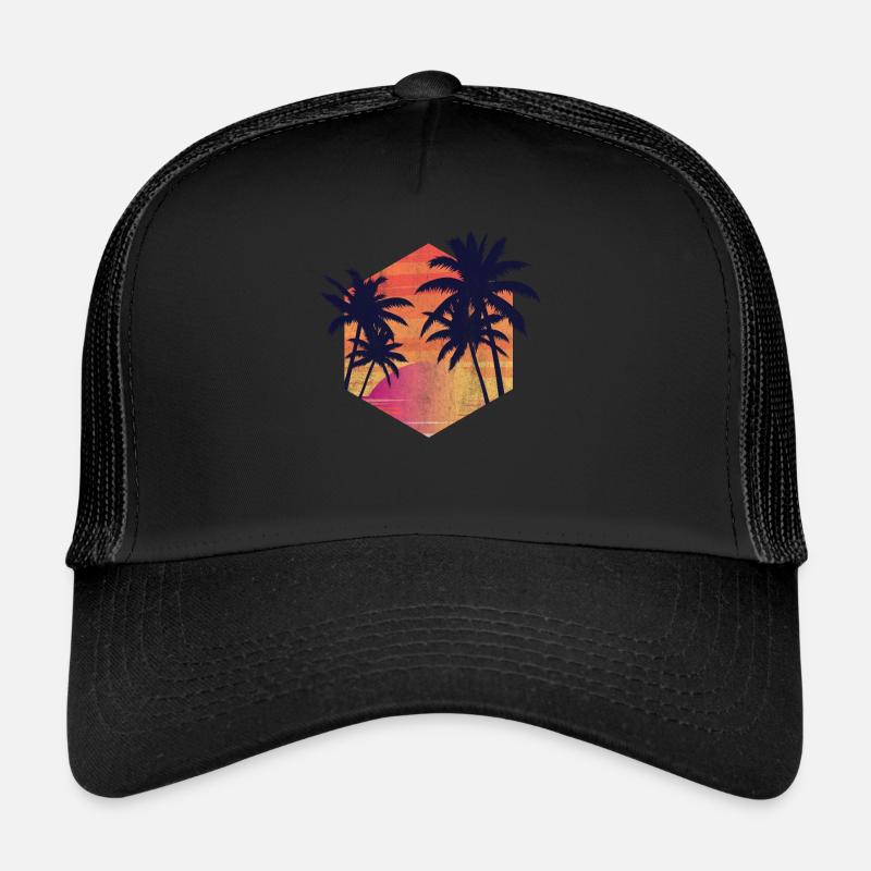 Palmen Retro - Trucker Cap - Schwarz/Schwarz