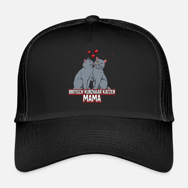 Britisch Kurzhaar Katzen Mama - Trucker Cap - Schwarz/Schwarz