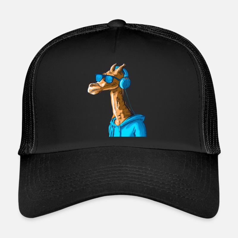 Girafe Dj - Casquette trucker  - noir/noir