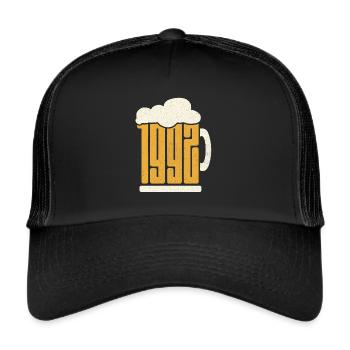 31. Geburtstag Biertrinker 31 Jahre Jahrgang 1992 - Trucker Cap - Schwarz/Schwarz - Vorne