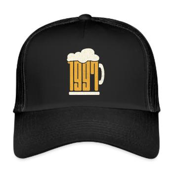 26. Geburtstag Biertrinker 26 Jahre Jahrgang 1997 - Trucker Cap - Schwarz/Schwarz - Vorne