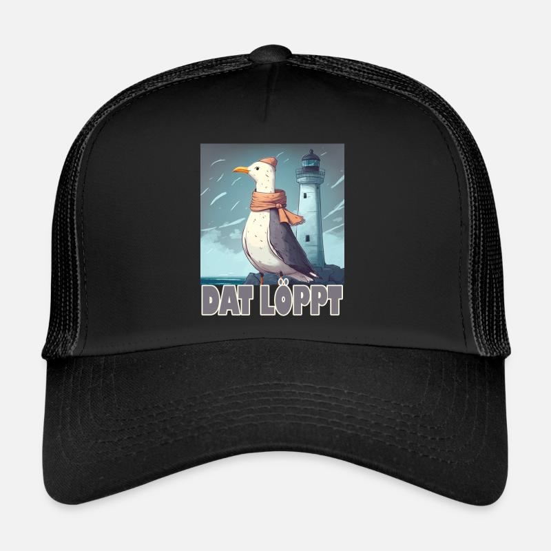 Dat Löppt Möwe Leuchtturm Meer Plattdeutsch Norden Trucker Cap