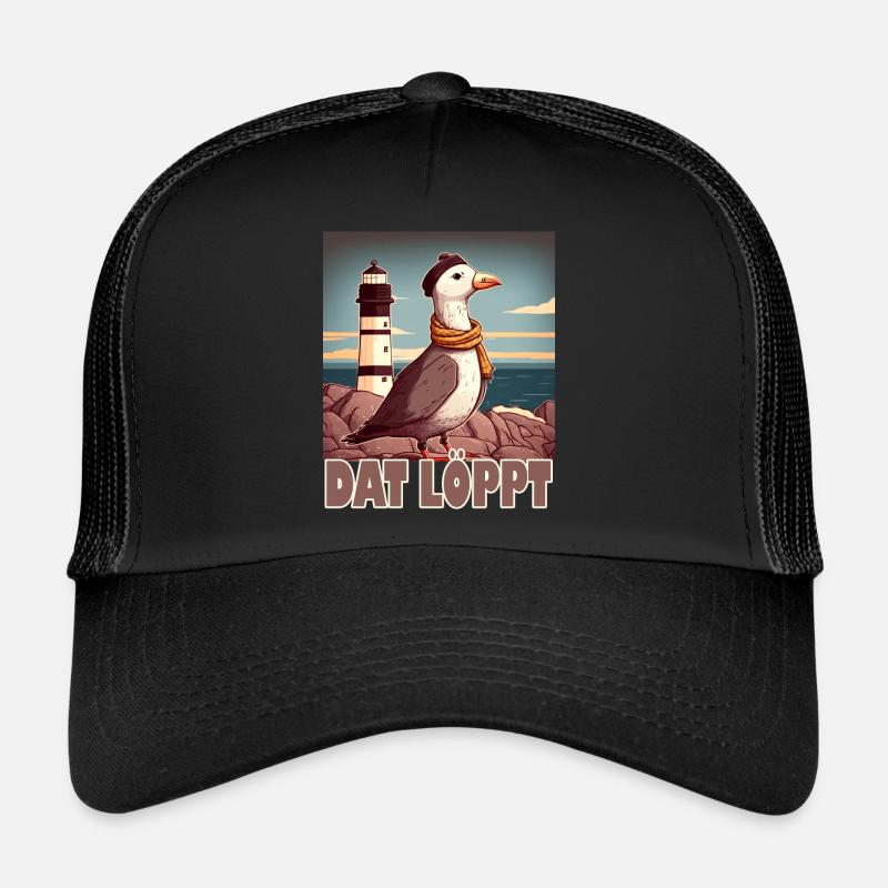Dat Löppt Möwe Leuchtturm Meer Plattdeutsch Norden Trucker Cap