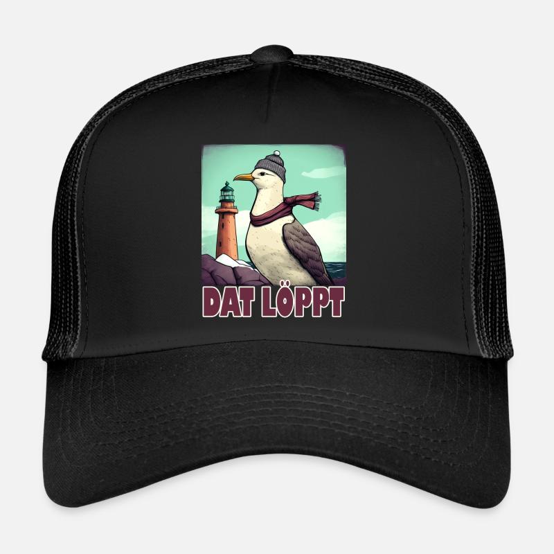 Dat Löppt Möwe Leuchtturm Meer Plattdeutsch Norden Trucker Cap