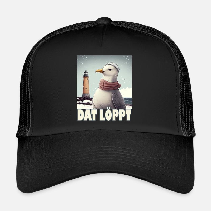Dat Löppt Möwe Leuchtturm Meer Plattdeutsch Norden Trucker Cap