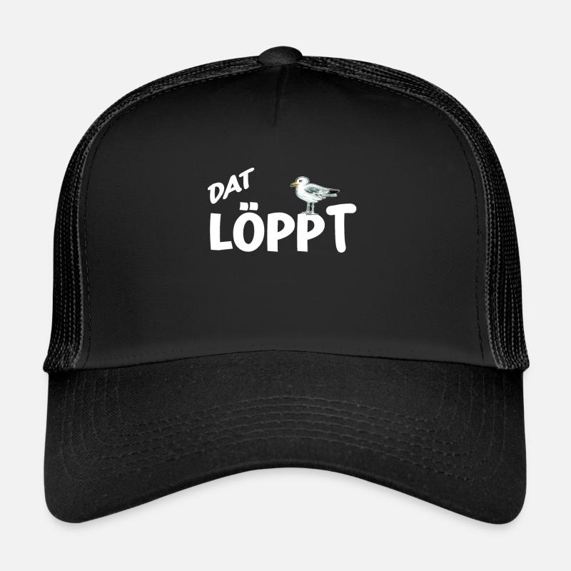 Dat Löppt Möwe Leuchtturm Meer Plattdeutsch Norden - Trucker Cap - Schwarz/Schwarz