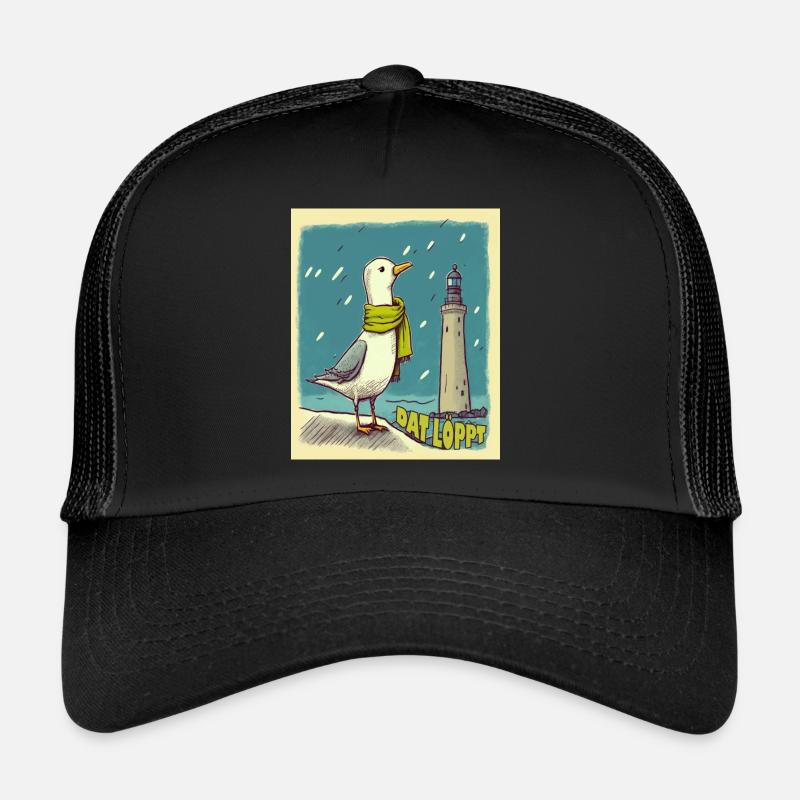 Dat Löppt Möwe Leuchtturm Meer Plattdeutsch Norden Trucker Cap
