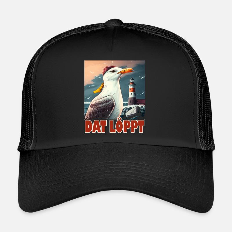 Dat Löppt Möwe Leuchtturm Meer Plattdeutsch Norden Trucker Cap