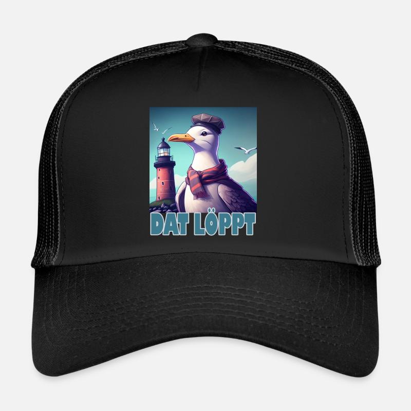 Dat Löppt Möwe Leuchtturm Meer Plattdeutsch Norden Trucker Cap