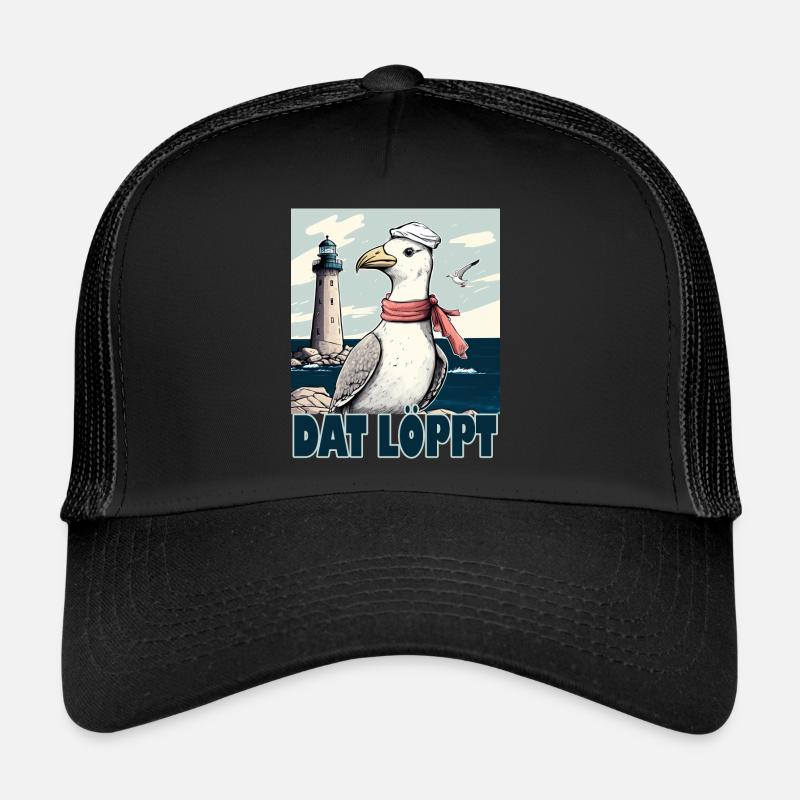 Dat Löppt Möwe Leuchtturm Meer Plattdeutsch Norden Trucker Cap