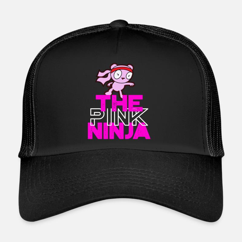 Das rosa Ninja White Logo - Trucker Cap - Schwarz/Schwarz