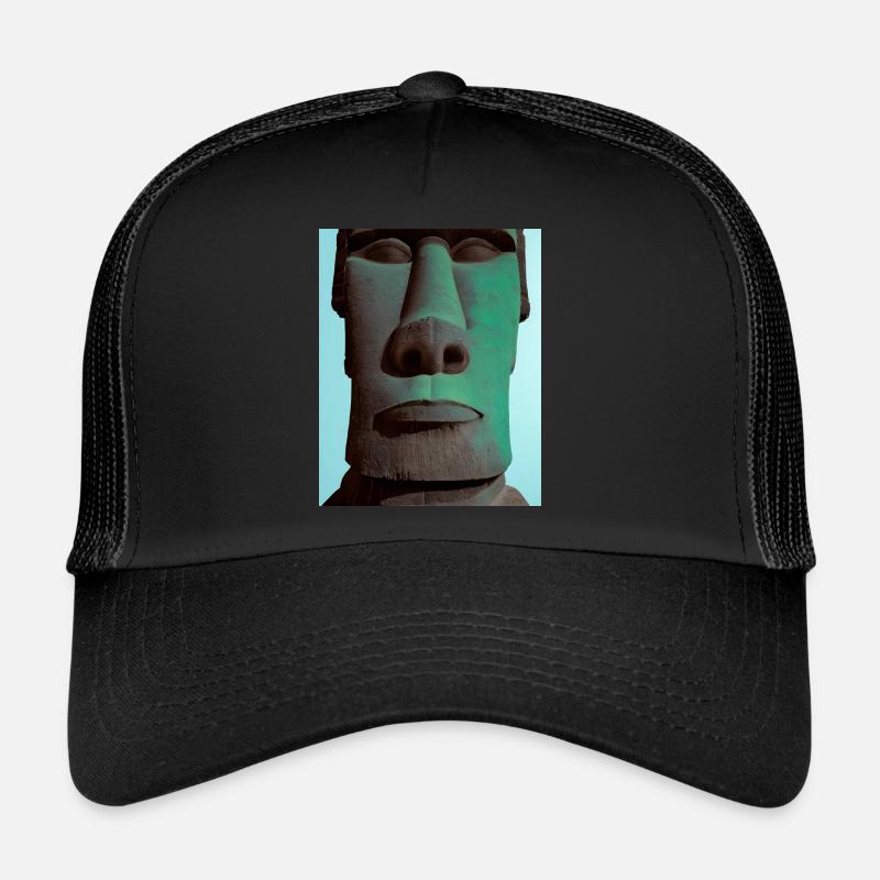 Moai Face Portrait Neon Style Trucker Cap