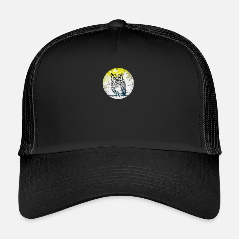 Eule Gemälde Malen Dirty Modern - Trucker Cap - Schwarz/Schwarz