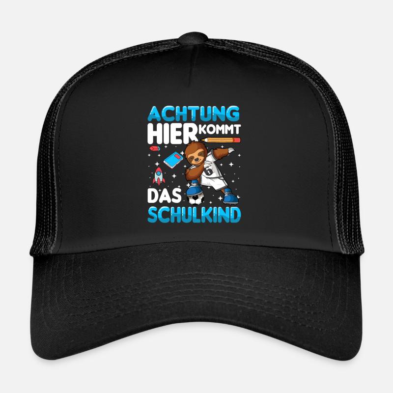 Einschulung Grundschule 1. Klasse ich komme Dab - Trucker Cap - Schwarz/Schwarz